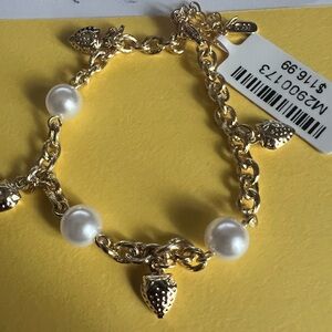 Gold and Pearl Charm Bracelet